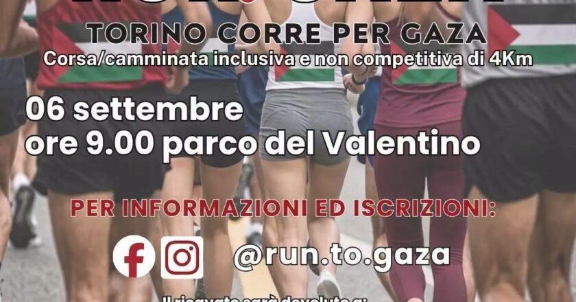 TORINO – 6 settembre ore 09.00 al Parco del Valentino corsa/camminata RUN TO GAZA